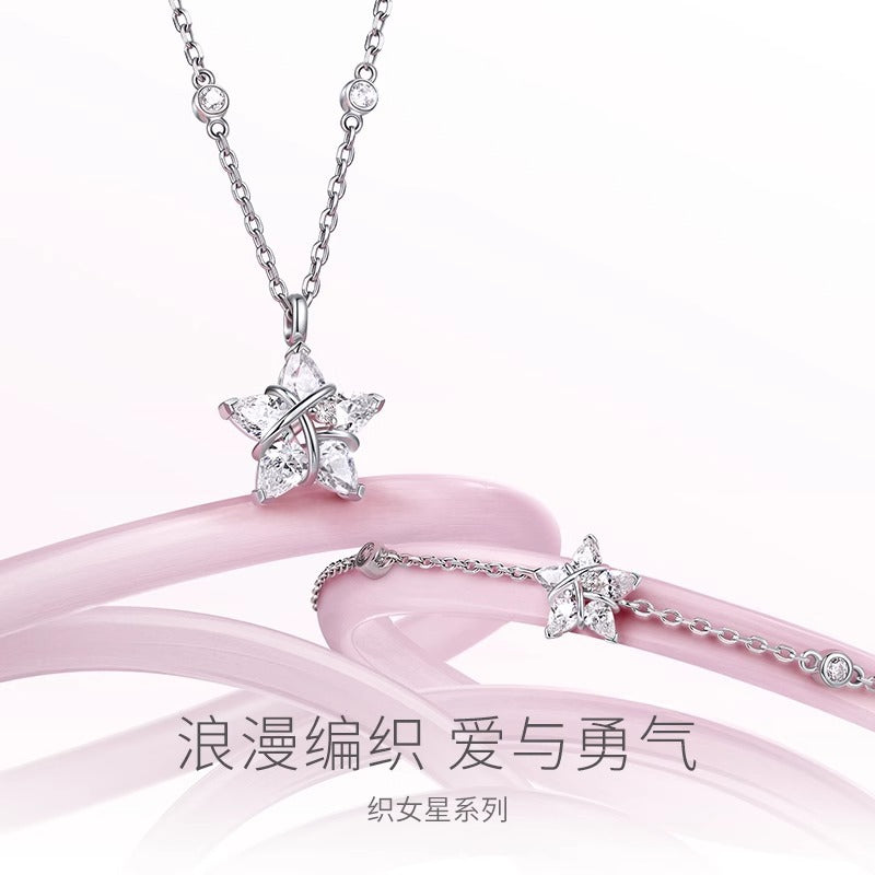 Wholesale 925 Sterling Silver Weaving Girl Star Necklace Female Niche Design Sense Tanabata Valentine's Day Gift for Girlfriend
